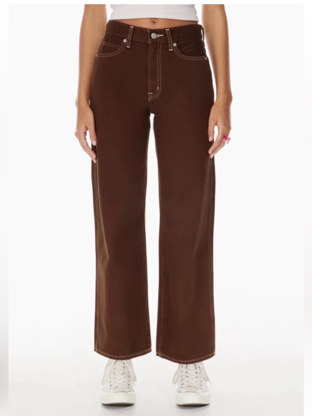 Aritzia Sunday Best Jupiter Jeans Brown High Rise Straight Leg Size 2